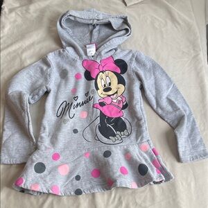 Disney Girls Minnie Mouse Gray and Pink Hoodie